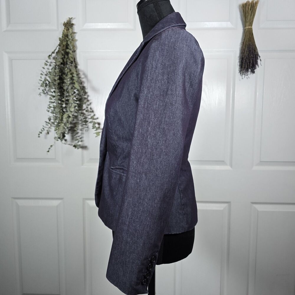 Izaac Mizrahi Bluish Purple One Button Fitted Blazer Size 4 Corporate Business - Picture 2 of 8